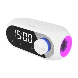 Mikado MD-W7 1200mAh 5W Beyaz Bluetooth-Aux-Derece-Usb-FM Double Alarmlı Saat Speaker