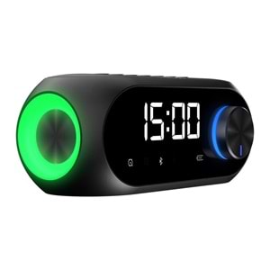 Mikado MD-W7 1200mAh 5W Siyah Bluetooth-Aux-Derece-Usb-FM Double Alarmlı Saat Speaker