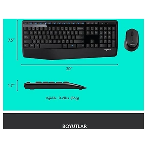 Logitech MK345 Kablosuz Q Trk Siyah Multimedya Klavye Mouse Set 920-006514