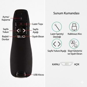 NBTech NB-SUN400 2.4 GHz USB Lazerli Sunum Kumandası