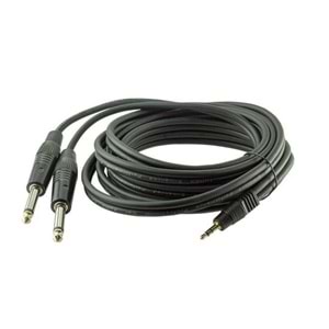 NBTech NB-0010 Gitar/Anfi/Telefon 3.5 mm Stereo 2 x 6.3 mm Mono Jaklı Kablo 1,5 metre,3.5 mm Stereo - 2 X 6.3 mm Mono ses kablosu