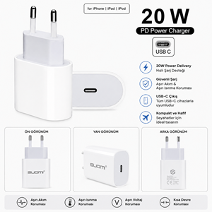 NBTech NB-20B 20W PD3.0 Quick Charge USB-C Hızlı Şarj Adaptörü Type-C Ev Şarj Cihazı
