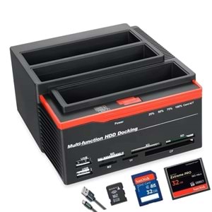 NBTech NB-2390 USB 3.0 Çift Yuvalı IDE SATA HDD SSD Docking Station ve Kart Okuyucu