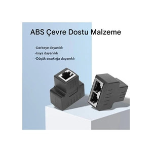 NBTech NB-NB2M RJ45 1 to 2 Siyah Ethernet Splitter Çoğaltıcı Adaptör