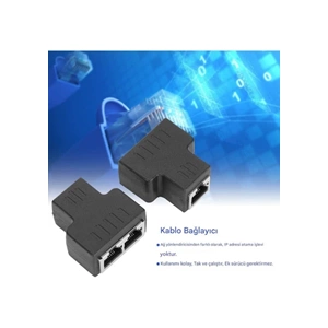 NBTech NB-NB2M RJ45 1 to 2 Siyah Ethernet Splitter Çoğaltıcı Adaptör