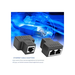 NBTech NB-NB2M RJ45 1 to 2 Siyah Ethernet Splitter Çoğaltıcı Adaptör