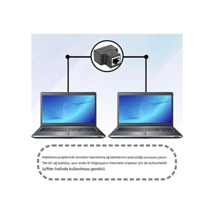 NBTech NB-NB2M RJ45 1 to 2 Siyah Ethernet Splitter Çoğaltıcı Adaptör