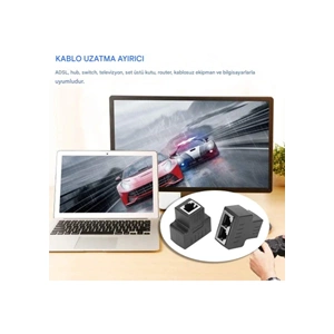 NBTech NB-NB2M RJ45 1 to 2 Siyah Ethernet Splitter Çoğaltıcı Adaptör