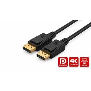 NBTech NB-3810 10 Metre DisplayPort 1.2 Kablo 4K 60Hz 1080p 240Hz Altın Uçlu