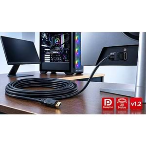 NBTech NB-3820 20 Metre DisplayPort 1.2 Kablo 1080p 144Hz 4K 30Hz Altın Uçlu