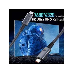 NBTech 2MT 240W 4.0 Thunderbolt Type-C to Type-C Şarj, Data ve 8K 60Hz Görüntü Aktarım Kablosu