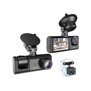 NBTech Black Box 1080P Ön-Arka 3 Kameralı 2.0”Hd Ekran Ve G Sensörlü Akıllı Wifi Araç Kamerası