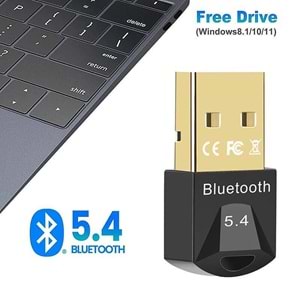NBTech NB-BL054 USB Bluetooth 5.4 Adaptör EDR + BLE Destekli Yüksek Hızlı Kablosuz Dongle
