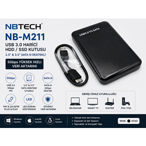 NBTECH NB-M211 USB 3.0 Harici HDD SSD Kutusu 2.5