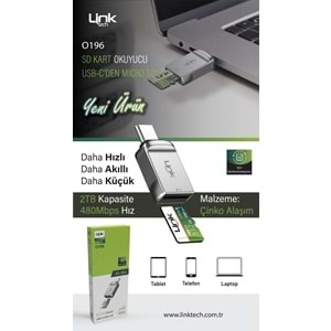 LinkTech O196 Micro SD Kart Okuyucu - USB-C 2TB Destekli Hızlı Adaptör