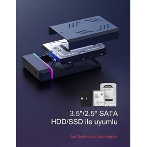 NBTech NB-3436 RGB 2.5” 3.5” SATA III USB 3.0 Harddisk Kutusu 5Gbps HDD SSD Disk Kutusu