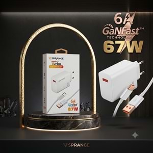 Sprange PT-X76 67W USB to Type-C Turbo Şarj Aleti QC 4.0 GaN Hızlı Şarj Adaptörü