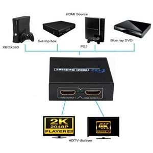 NBTech NB-5002 1080P 2K 4K UHD 2 Port HDMI Spliter (Adaptörlü)