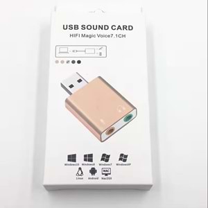 NBTech NB-5019 7.1 Sanal USB Ses Kartı, Gold Metal USB Ses Kartı Çevirici, USB to Ses Dönüştürücü
