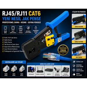 NBTech NB-8060Y RJ45 RJ11 CAT6 Yeni Nesil Profesyonel Jak Pense Sıkma Pensesi