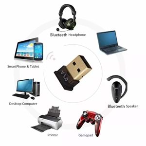 NBTech NB-AC-BTU50 Bluetooth 5.0 Alıcı, Mini Dongle Usb Alıcı, Bluetooth 5.0 Adaptör, USB Bluetooth 5.0, Win10 Tak Çalıştır, Çoklu Cihaz Bağlama