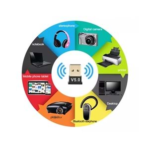 NBTech NB-AC-BTU50 Bluetooth 5.0 Alıcı, Mini Dongle Usb Alıcı, Bluetooth 5.0 Adaptör, USB Bluetooth 5.0, Win10 Tak Çalıştır, Çoklu Cihaz Bağlama