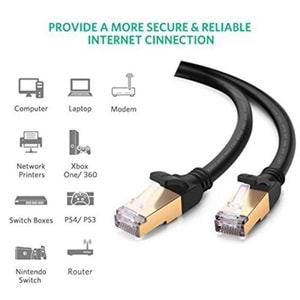 NBTech NB-CAT720M Altın Uçlu Siyah Cat7 Ethernet Kablo 20 Metre Gigabit