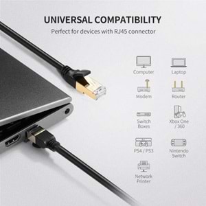 NBTech NB-CAT720M Altın Uçlu Siyah Cat7 Ethernet Kablo 20 Metre Gigabit