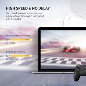 PrimeX PX-CAT72M Altın Uçlu Siyah Cat7 Ethernet Kablo 2 Metre Gigabit