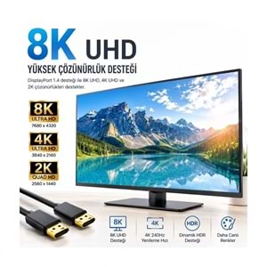 NBTech NB-DP8K DisplayPort 1.4 8K 480Hz HDR Gaming Monitör Görüntü Kablosu