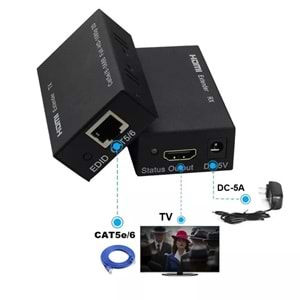 NBTech NB-HDEX60 60 metre CAT6 Network Üzerinden HDMI Uzatıcı, HDMI Extender, Cat6 Hdmi Görüntü Aktarma