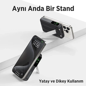 BIX TPB16 6’sı 1 Arada 10000mAh Manyetik OLED Ekranlı Kablosuz Powerbank Siyah
