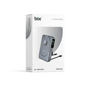 BIX TPB16 6’sı 1 Arada 10000mAh Manyetik OLED Ekranlı Kablosuz Powerbank Gri