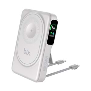 BIX TPB16 6’sı 1 Arada 10000mAh Manyetik OLED Ekranlı Kablosuz Powerbank