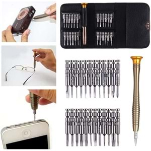 NBTech TRN-25 Deri kılıf Elektronikçi Tornavida Seti, Saatçi Tornavida Seti, Cep Telefonu Tornavida Seti, Bilgisayar Tamir Tornavida Seti, Mini Tornavida Seti 25'li