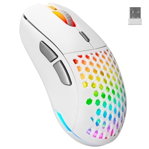 Rampage FURYZ 16000 DPI 1ms 3335 Sensör Kablosuz RGB Gaming Mouse Beyaz