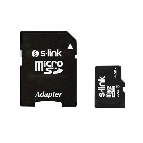 S-link SL-TF264 64 GB Class10 Adaptörlü Micro SD Kart Bellek, 64gb Hafıza Kartı