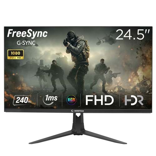 Rampage Cyclops CY25R240 25 İnç 240Hz 1ms FHD VA HDR FreeSync RGB Oyuncu Monitörü outlet