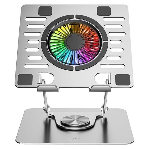 Addison AD-RC35 360 Derece Dönebilen Fanlı RGB Işıklı Ayarlanabilir Metal Laptop Soğutucu Stand