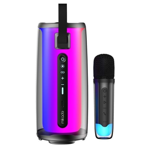 Mikado MD-17BT Capella Siyah 10W 1 RGB Mikrofonlu Transparan/Bt/TF Kart/Aux/Usb TWS 1800 mAh Bataryalı Speaker