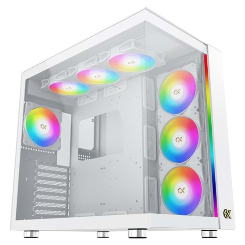 Xigmatek EN41914 AQUA ULTRA AIR ARCTIC Beyaz TYPE-C+2 Yön Temperli Cam 7x12cm ARGB+ ARGB Şeritli E-ATX Gaming Oyuncu Kasası