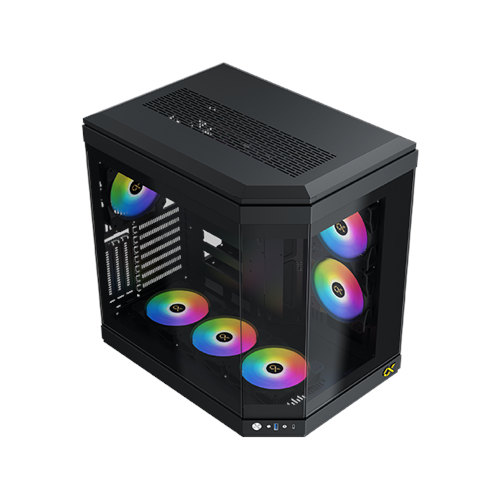 Xigmatek EN41938 CUBI Siyah E-ATX 6x120mm ARGB Type-C 3 Yön Temperli Cam Gaming Kasa