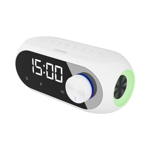 Asonic AS-W6 1200mAh 5W Beyaz Bluetooth /Aux/Derece/USB/Saat Alarmlı Bluetooth Hoparlör