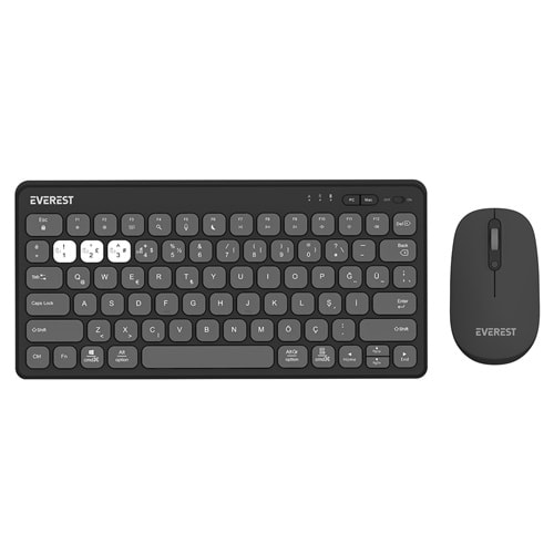 Everest LUMI KM-BT903 Gri 3in1 3 BT + 2.4 1600dpi Ultra İnce Q 4 Cihaz Bağlantılı Scissors Kablosuz Klavye + Mouse Set