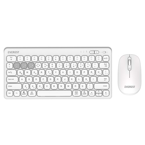 Everest LUMI KM-BT903 Beyaz 3in1 3 BT + 2.4 1600dpi Ultra İnce Q 4 Cihaz Bağlantılı Scissors Kablosuz Klavye + Mouse Set