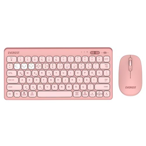 Everest LUMI KM-BT903 Pembe 3in1 3 BT + 2.4 1600dpi Ultra İnce Q 4 Cihaz Bağlantılı Scissors Kablosuz Klavye + Mouse Set