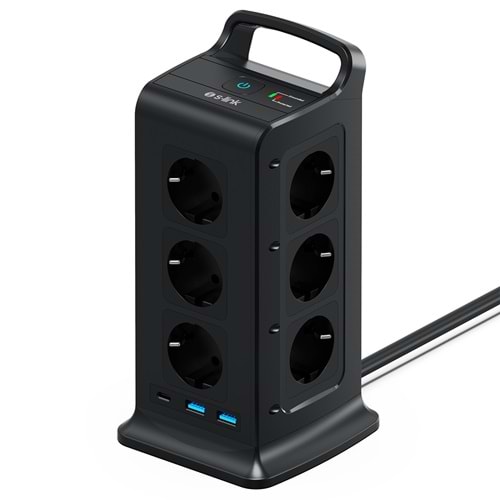 S-link PRZ02 VoltBar 12'li 2M Akım Korumalı Grup Priz 2 USB + Type-C PD 1050J