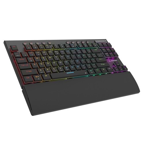 Rampage BERU Siyah 2.4G + BT Wireless RED SWITCH Mekanik Gaming Oyuncu Klavye Slim Low Profile RGB TKL