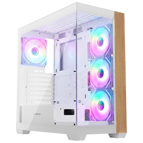Rampage CRUISER V2 Mesh Temperli Camlı 750W 80 Plus Bronze Beyaz 4x120mm ARGB Fan Gaming Oyuncu Kasası OUTLET