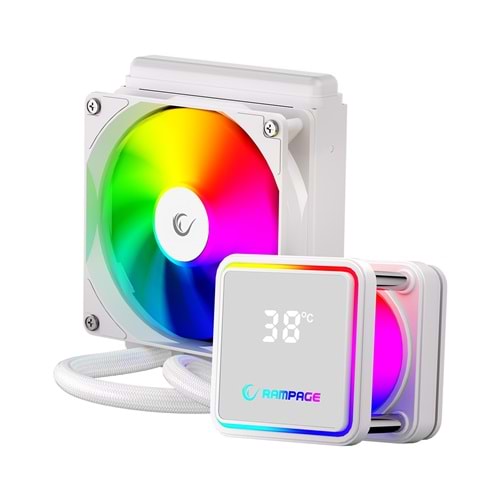 Rampage INFINITE V120 Beyaz ARGB Intel LGA1700/AMD AM5 Uyumlu 120mm Sıvı Soğutmalı CPU Fan Outlet